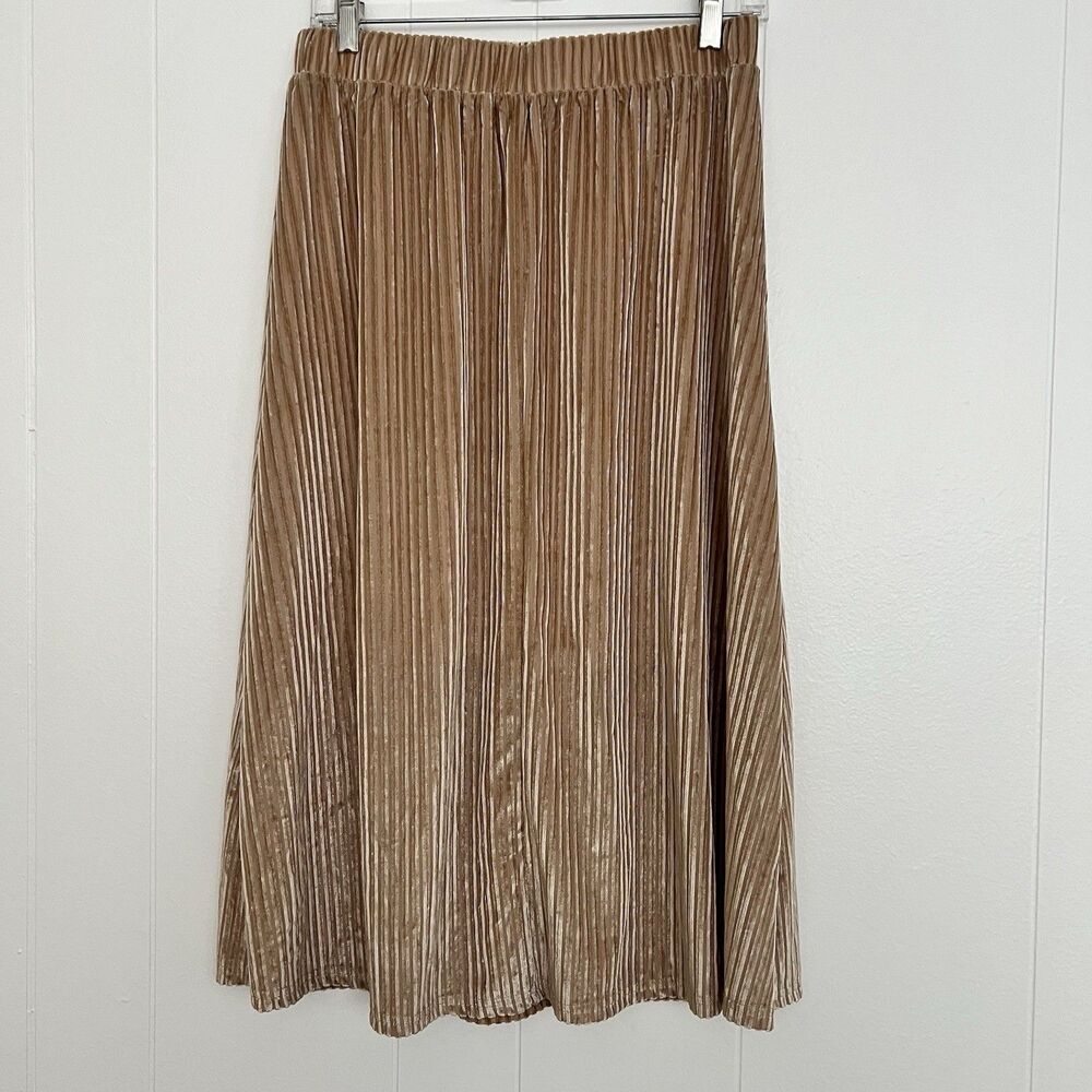DAZY Women’s Beige Corduroy Feminine Maxi Pleated Skirt - Size XL - Picture 7 of 11